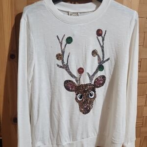 Festive Reindeer White Sweatshirt